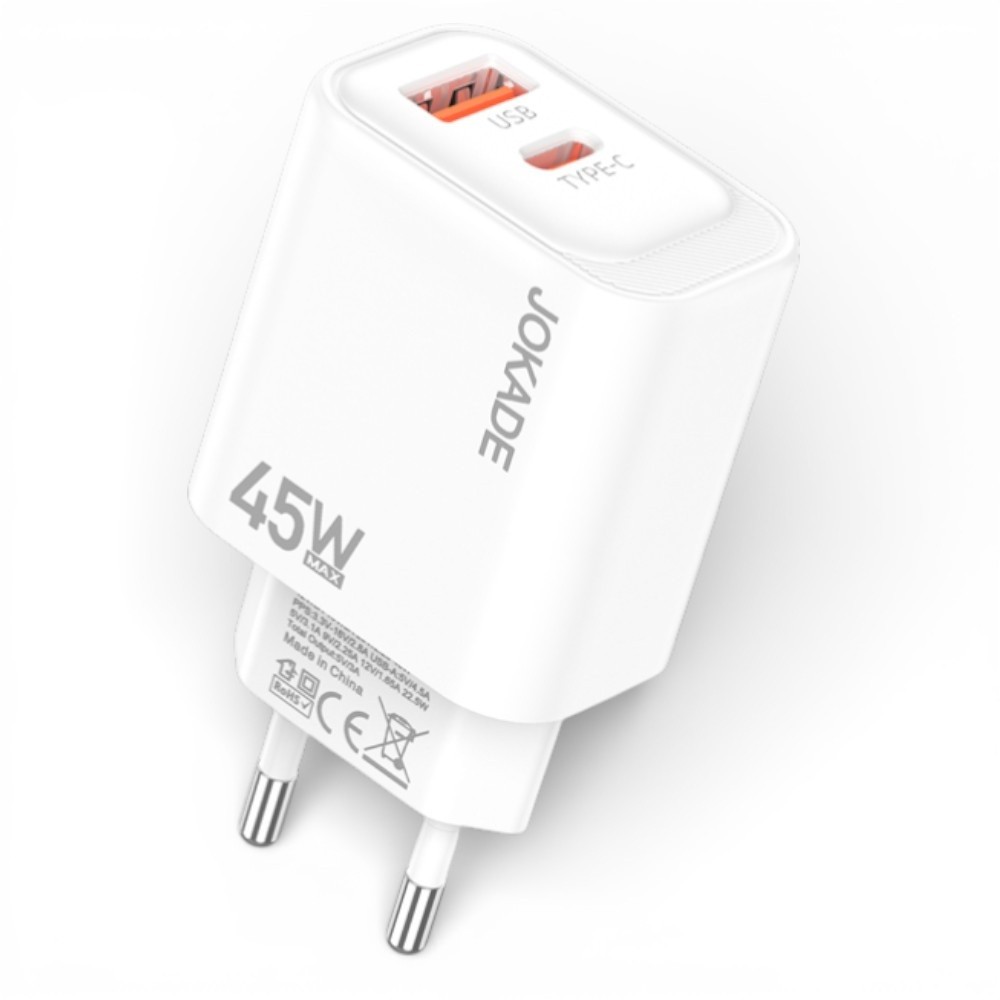 Jokade JB134 PD 45W + 22.5W Charger — White