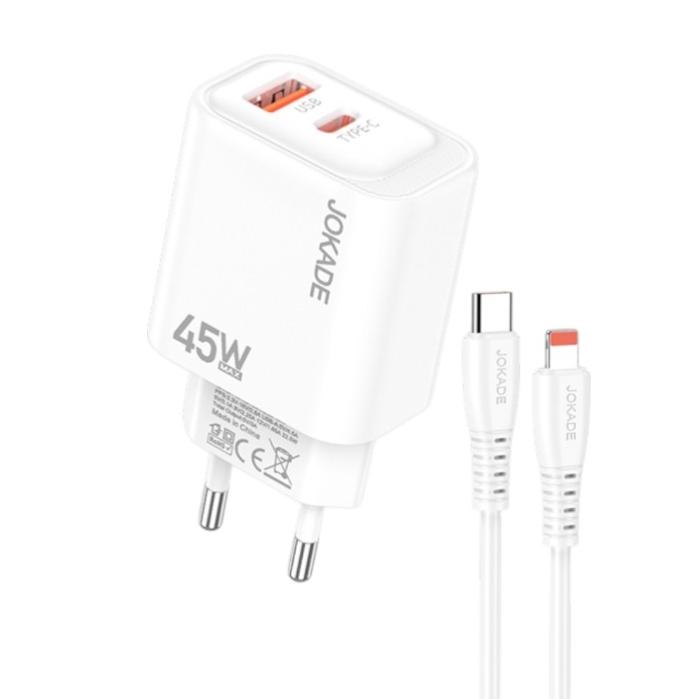 Jokade JB135 PD 45W Charger + Type-C to Lightning Cable